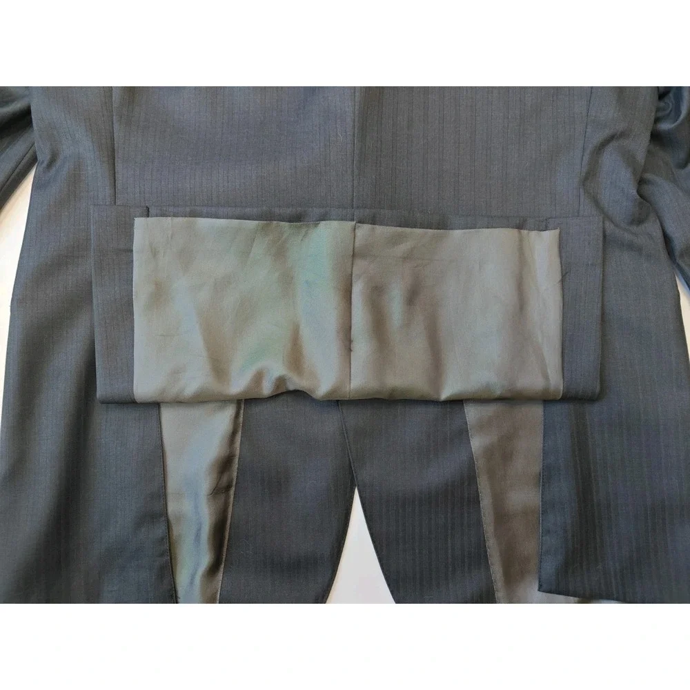 Hickey Freeman Mens Sport Coat 44L Black Herringbone Wool 2 Button Made in USA